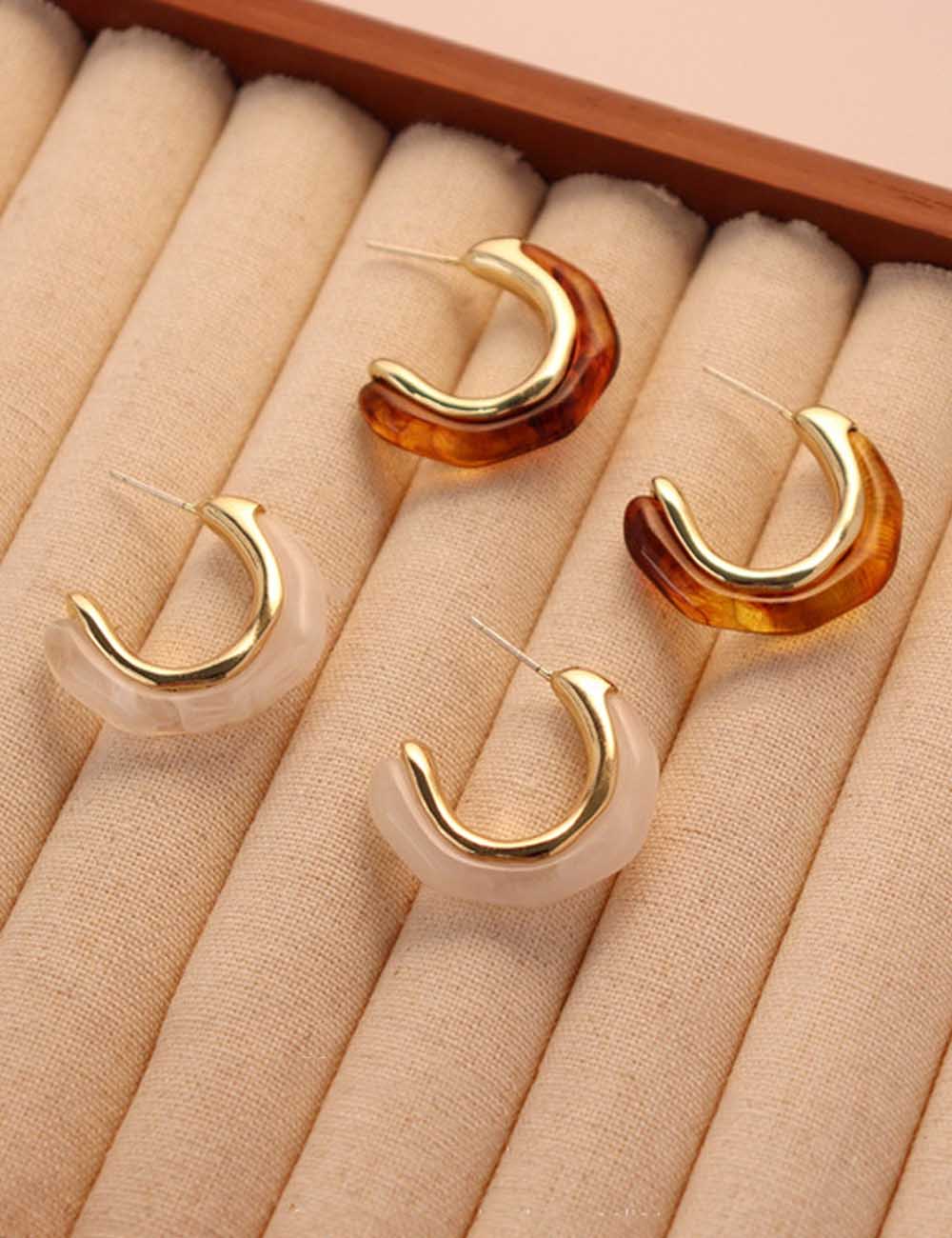 Double-Sided Resin Hoop Earrings — earrings