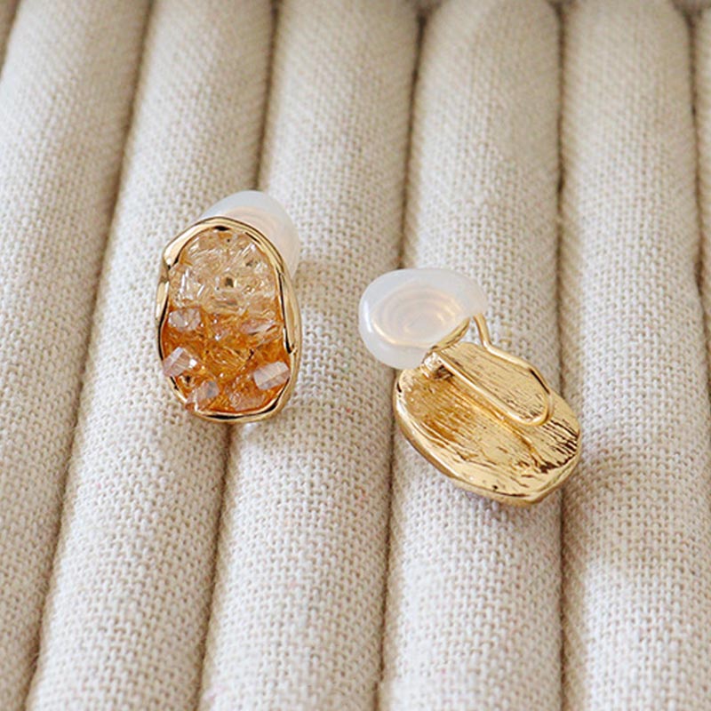 Oval Crystal Geometric Stud Earrings — earrings, view 3