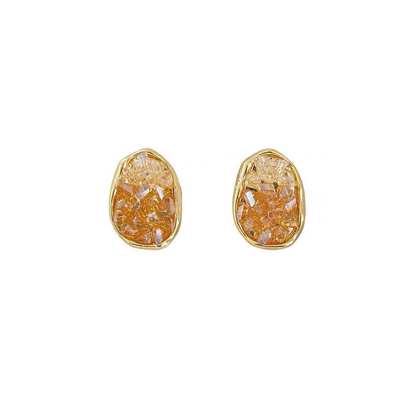 Oval Crystal Geometric Stud Earrings — earrings, view 4