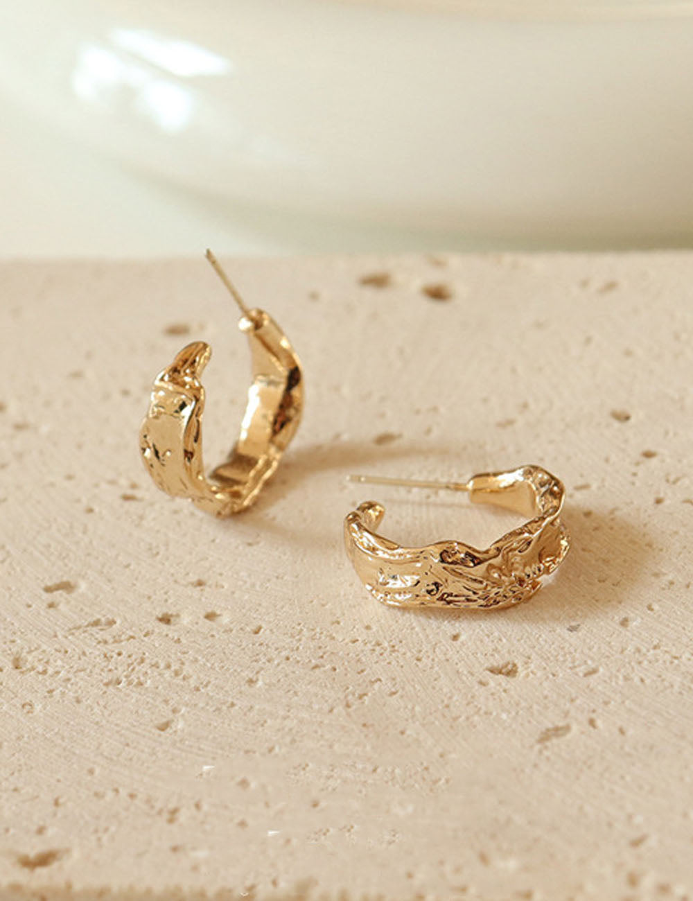 Geometric C-Shaped Hoop Earrings — earrings