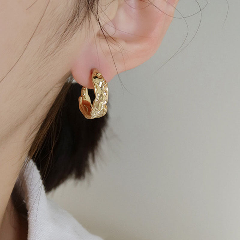 Geometric C-Shaped Hoop Earrings — earrings, view 3