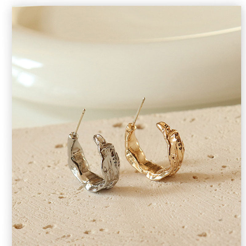 Geometric C-Shaped Hoop Earrings — earrings, view 4