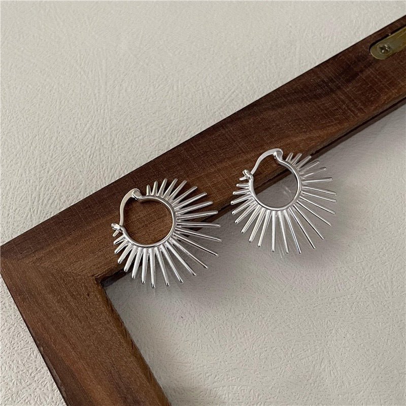 Sunburst Style Copper Hoop Earrings — earrings, view 6