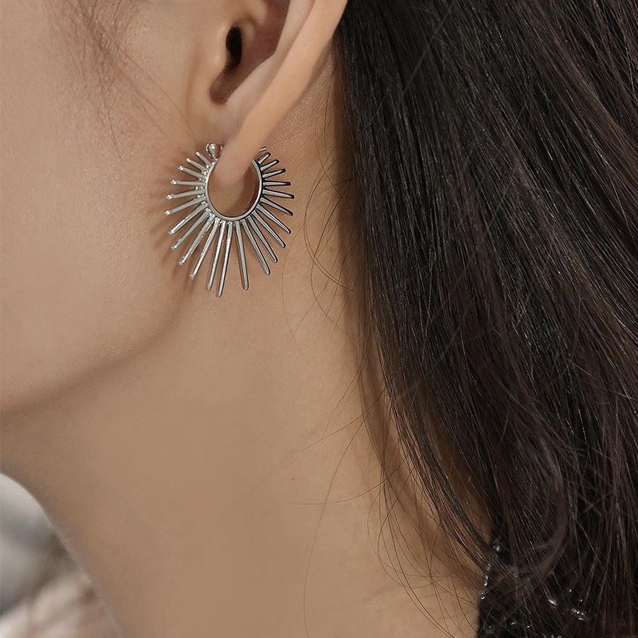 Sunburst Style Copper Hoop Earrings — earrings, view 7