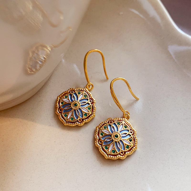 Pearl Enamel Hook Earrings — earrings, view 4