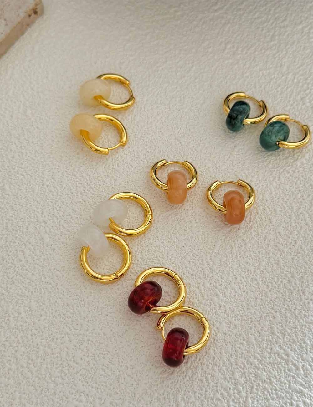 Stone-Bead Hoop Earrings — earrings
