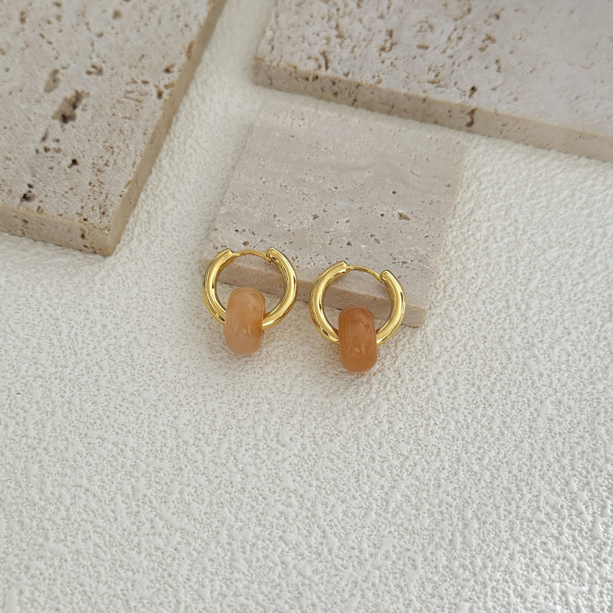 Stone-Bead Hoop Earrings — earrings, view 3