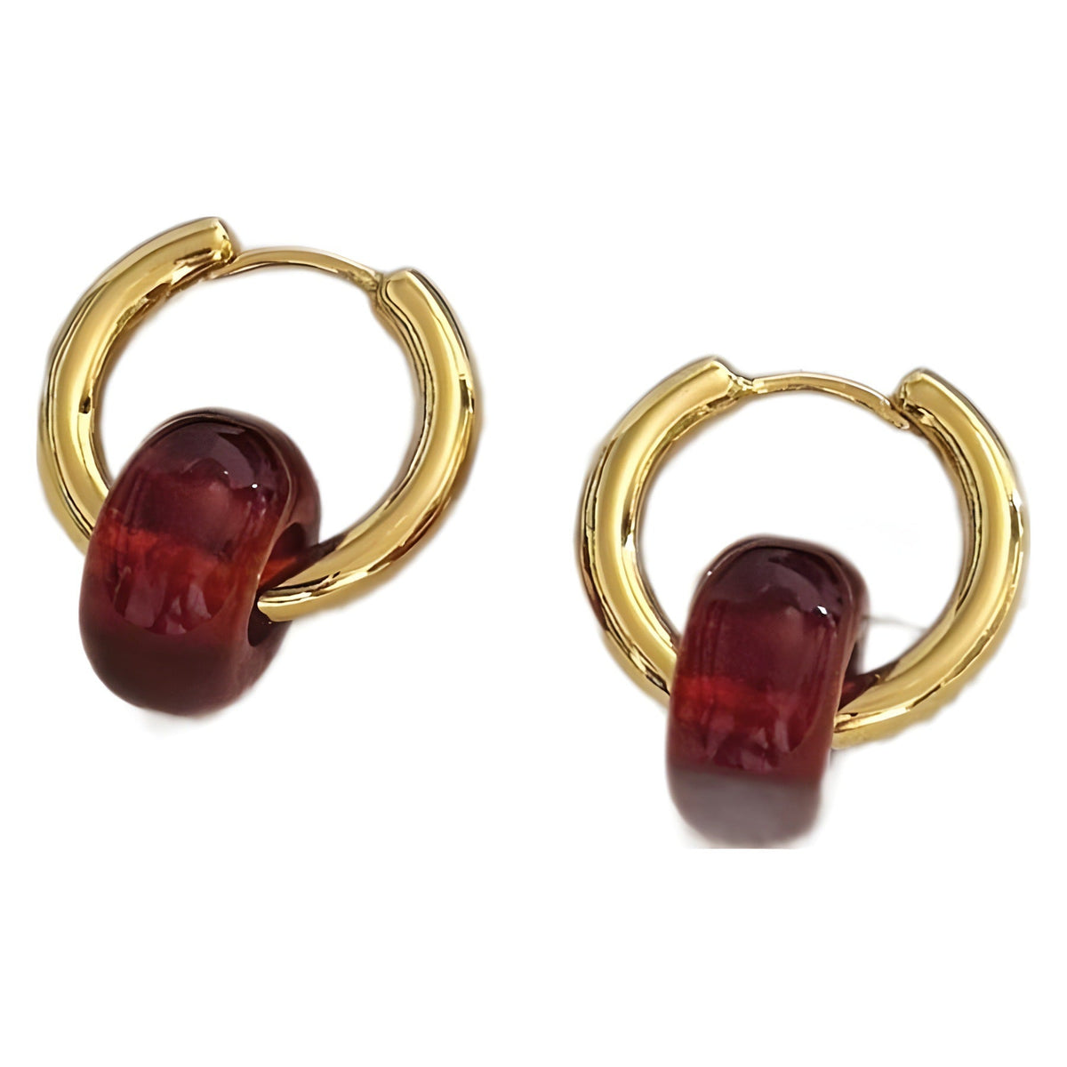 Stone-Bead Hoop Earrings — earrings, view 5
