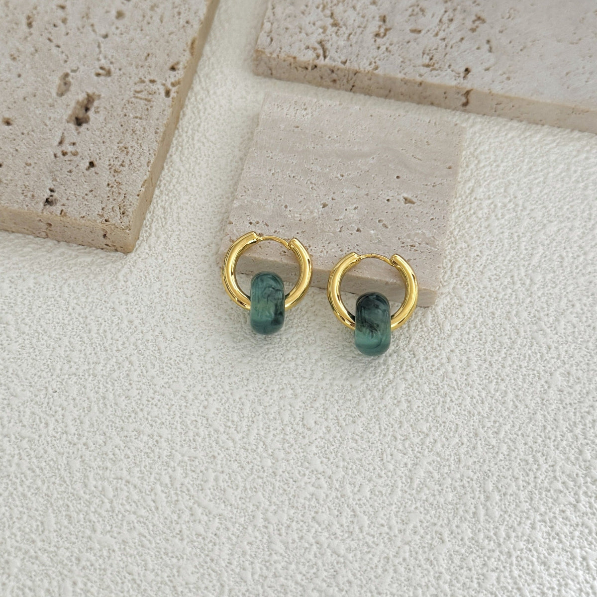 Stone-Bead Hoop Earrings — earrings, view 7