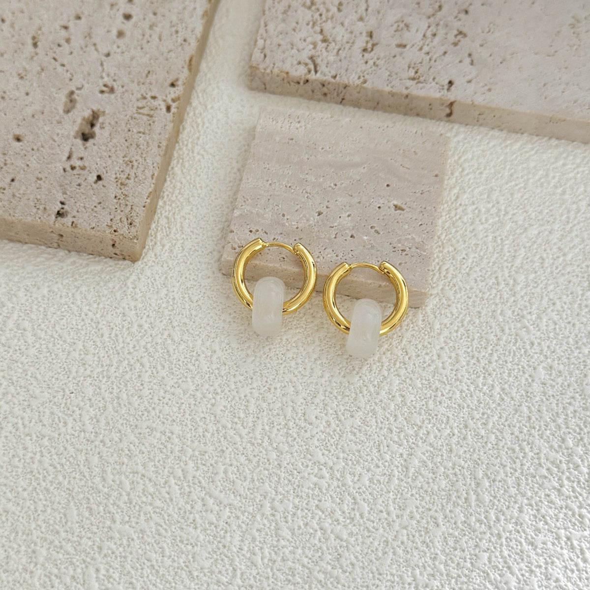 Stone-Bead Hoop Earrings — earrings, view 8