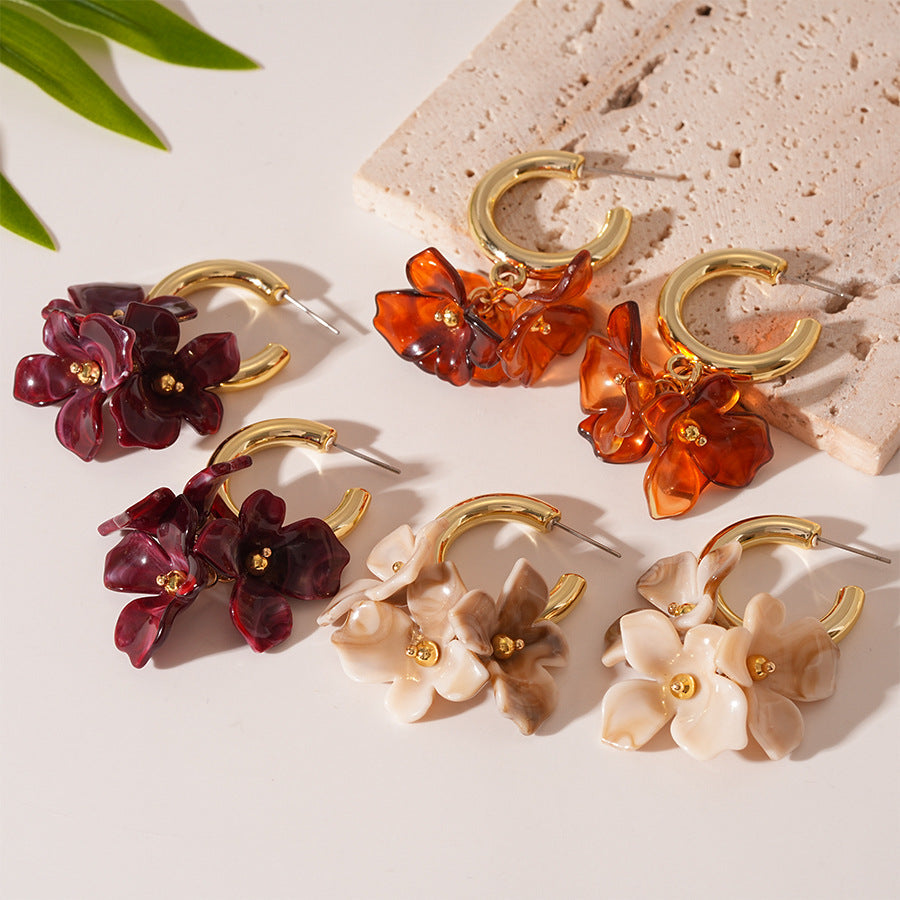 Flower Petal Acrylic Hoops — earrings, view 3
