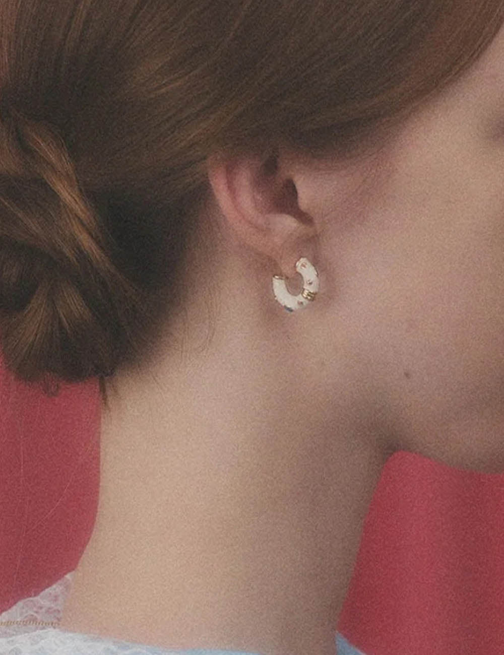 Drip-Glaze C-Shape Hoop Earrings — gold earrings, view 3