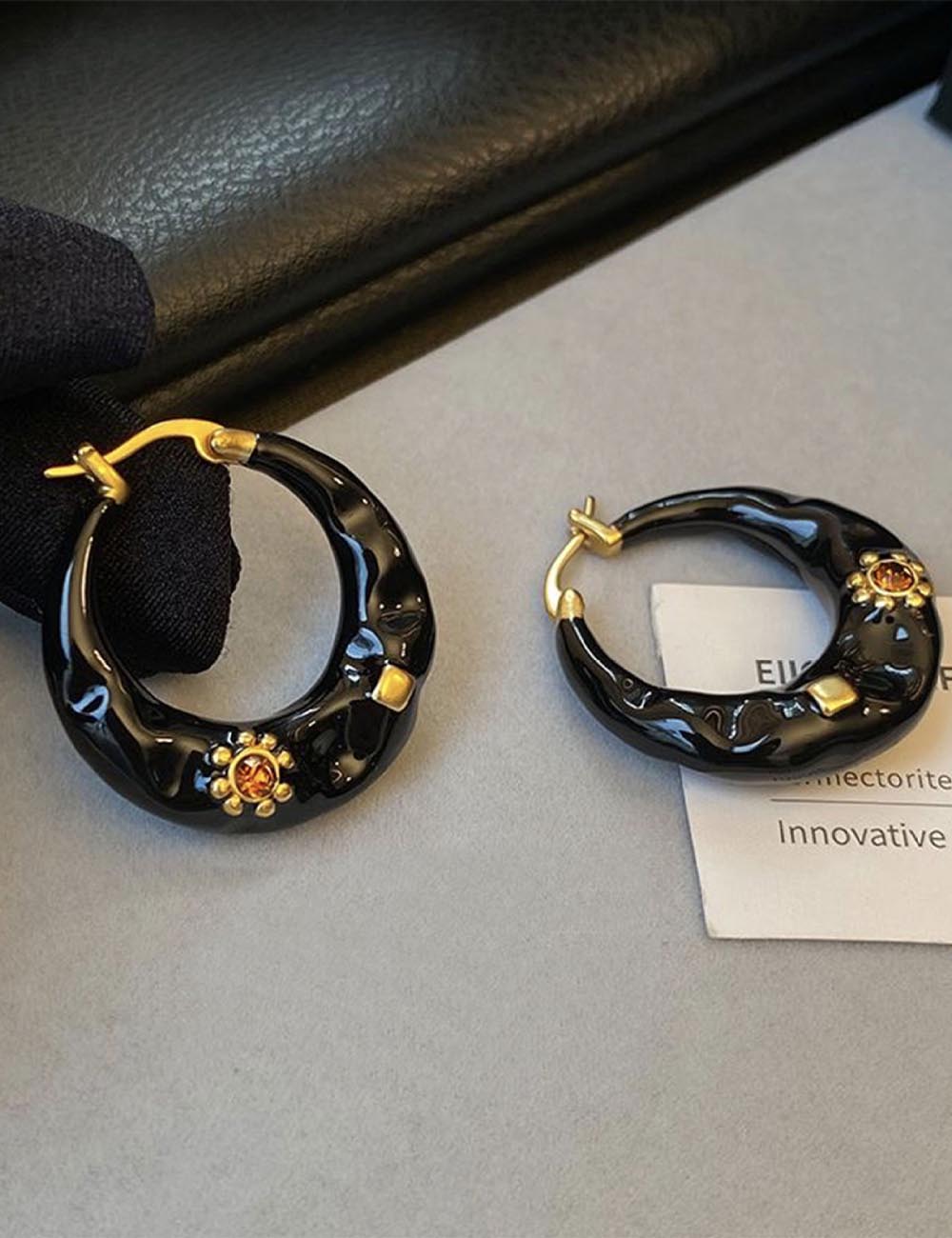Enamel Drip Glaze Hoop Earrings — earrings