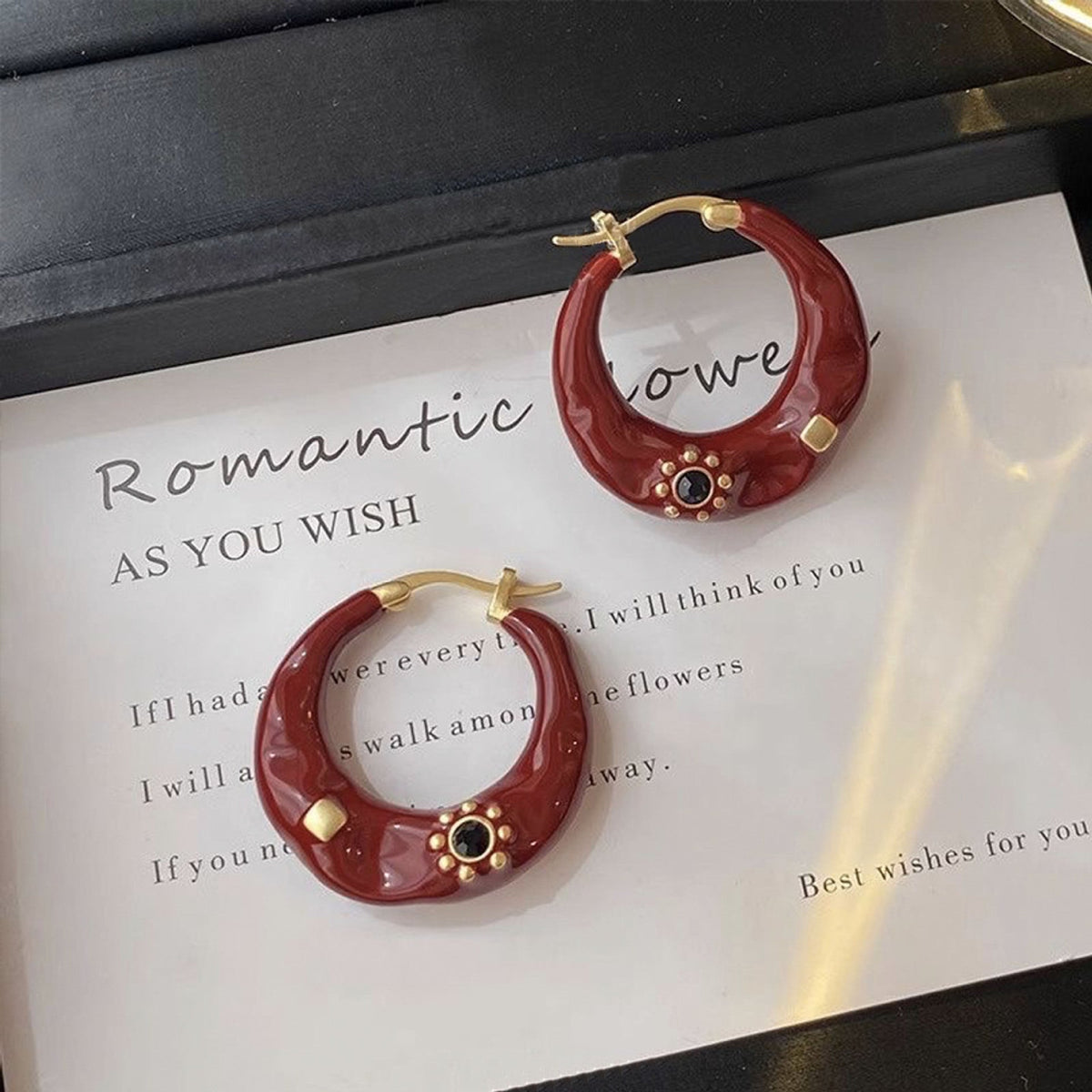 Enamel Drip Glaze Hoop Earrings — earrings, view 4