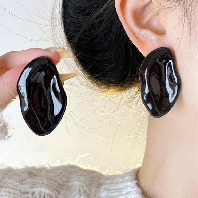 Drip Glaze Geometric Stud Earrings — earrings, view 6