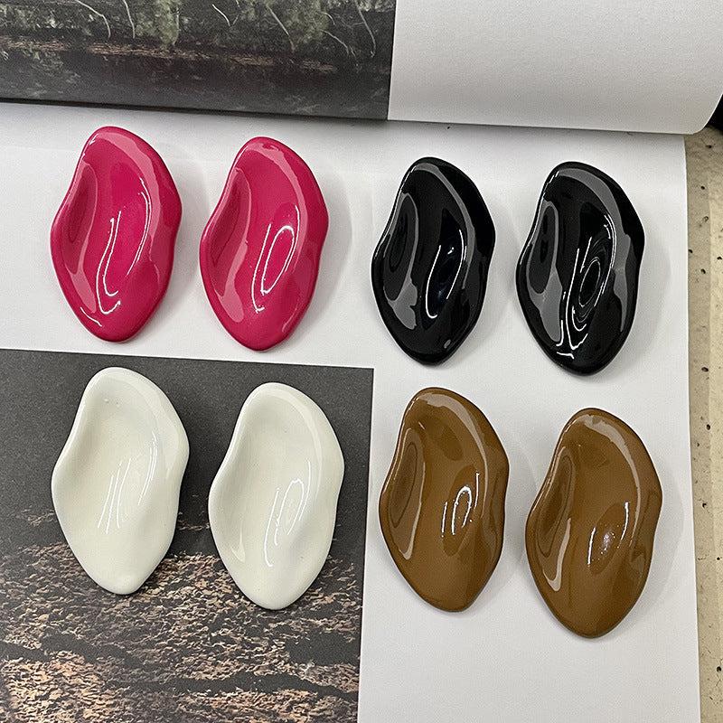 Drip Glaze Geometric Stud Earrings — earrings, view 7