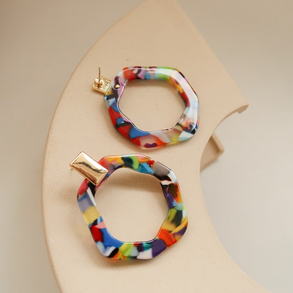 Colorful Acetate Hoop Earrings — earrings, view 2