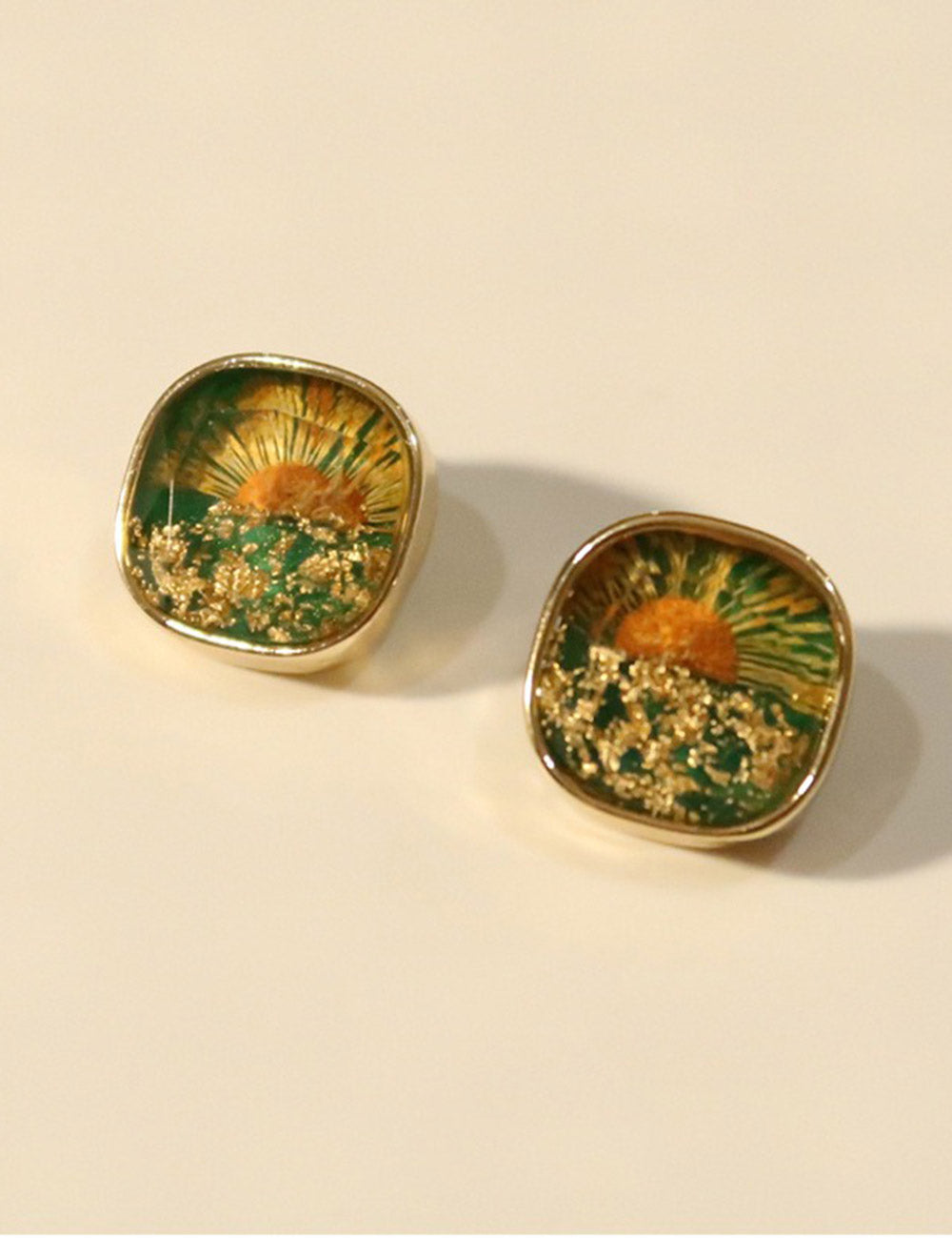 Floral Geometric Stud Earrings — earrings