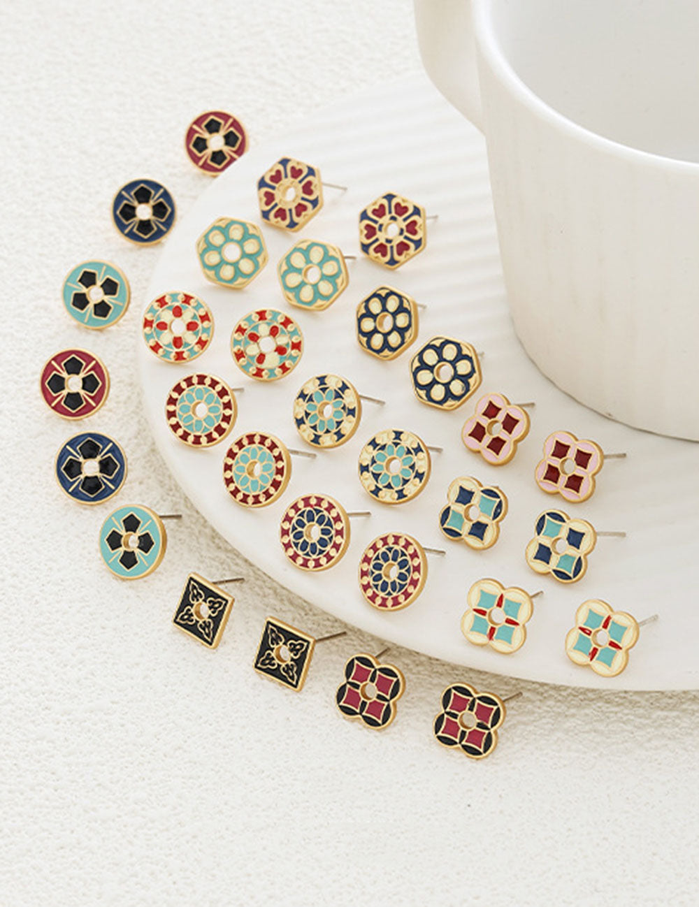 Geometric Floral Hoop Earrings — earrings