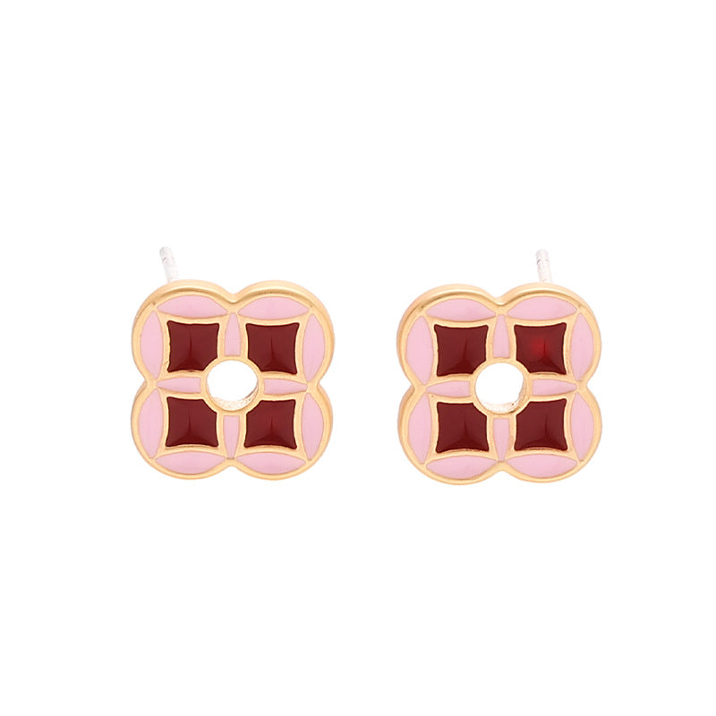 Geometric Floral Hoop Earrings — earrings, view 3