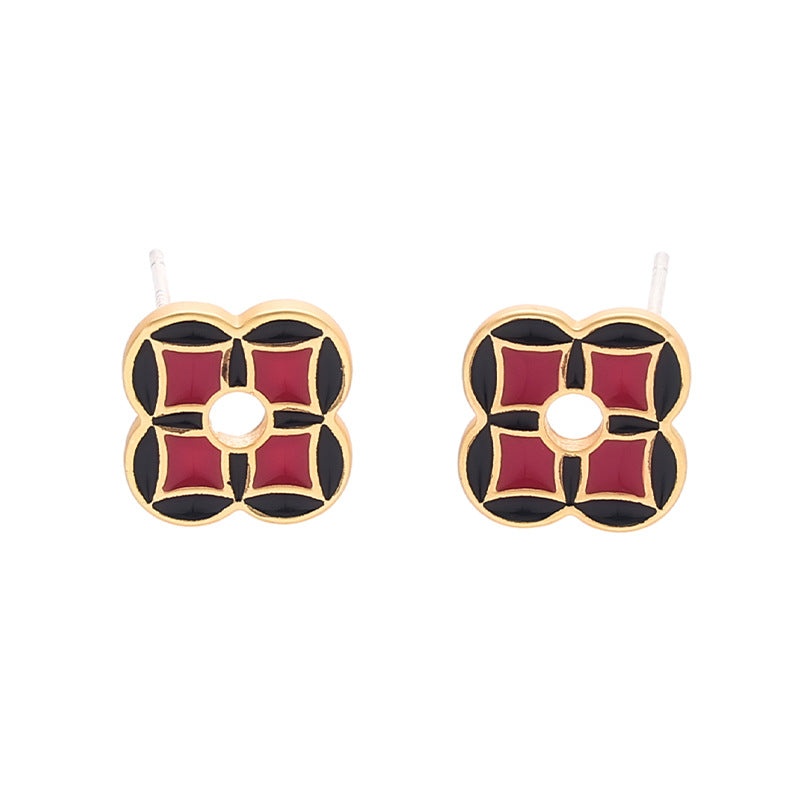 Geometric Floral Hoop Earrings — earrings, view 4