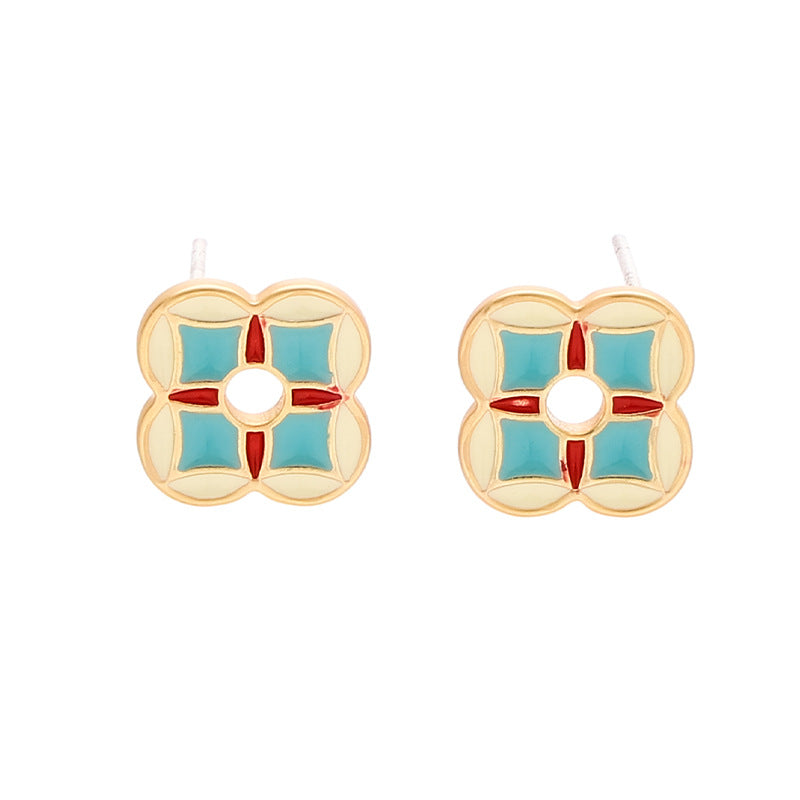 Geometric Floral Hoop Earrings — earrings, view 5
