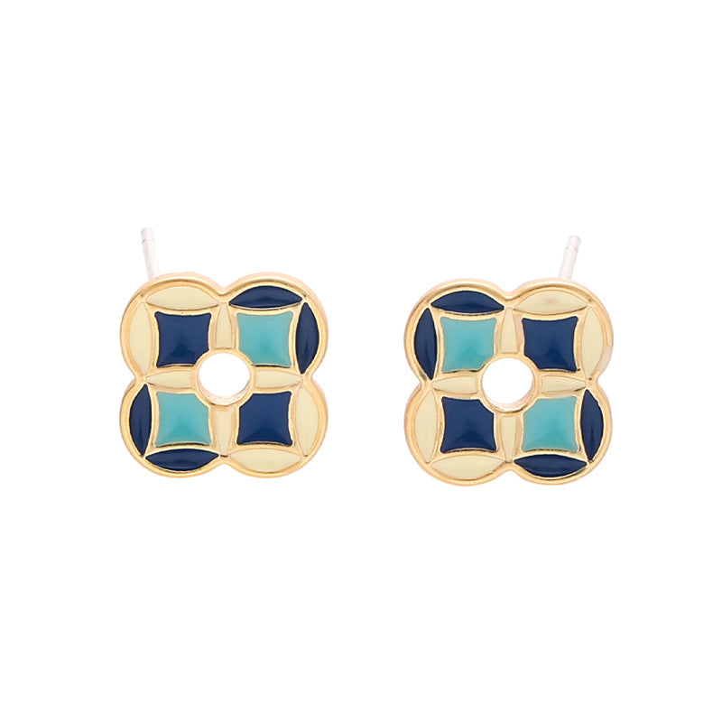 Geometric Floral Hoop Earrings — earrings, view 6