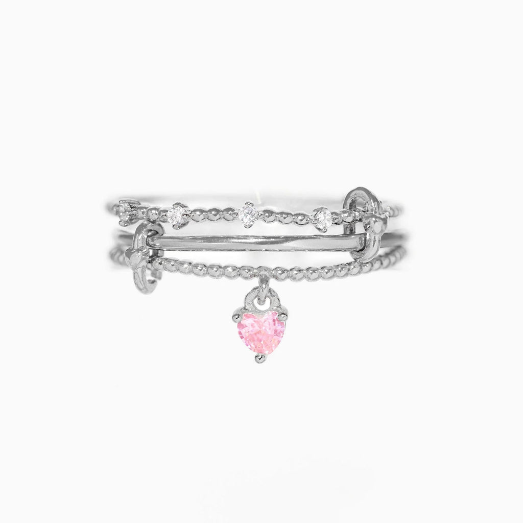 Layered Zircon Heart Charm Ring — ring, view 2