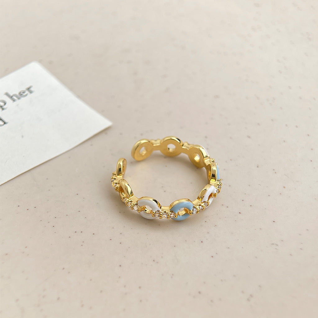 Geometric Zircon Open Ring — ring, view 2