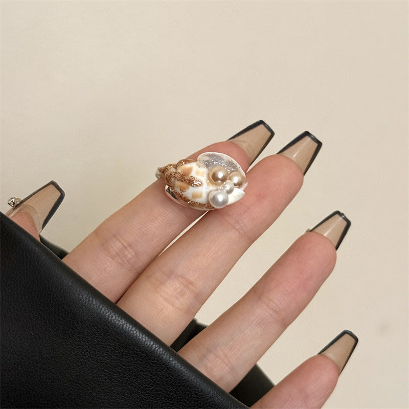 Pearl Shell Stacked Ring — ring, view 4