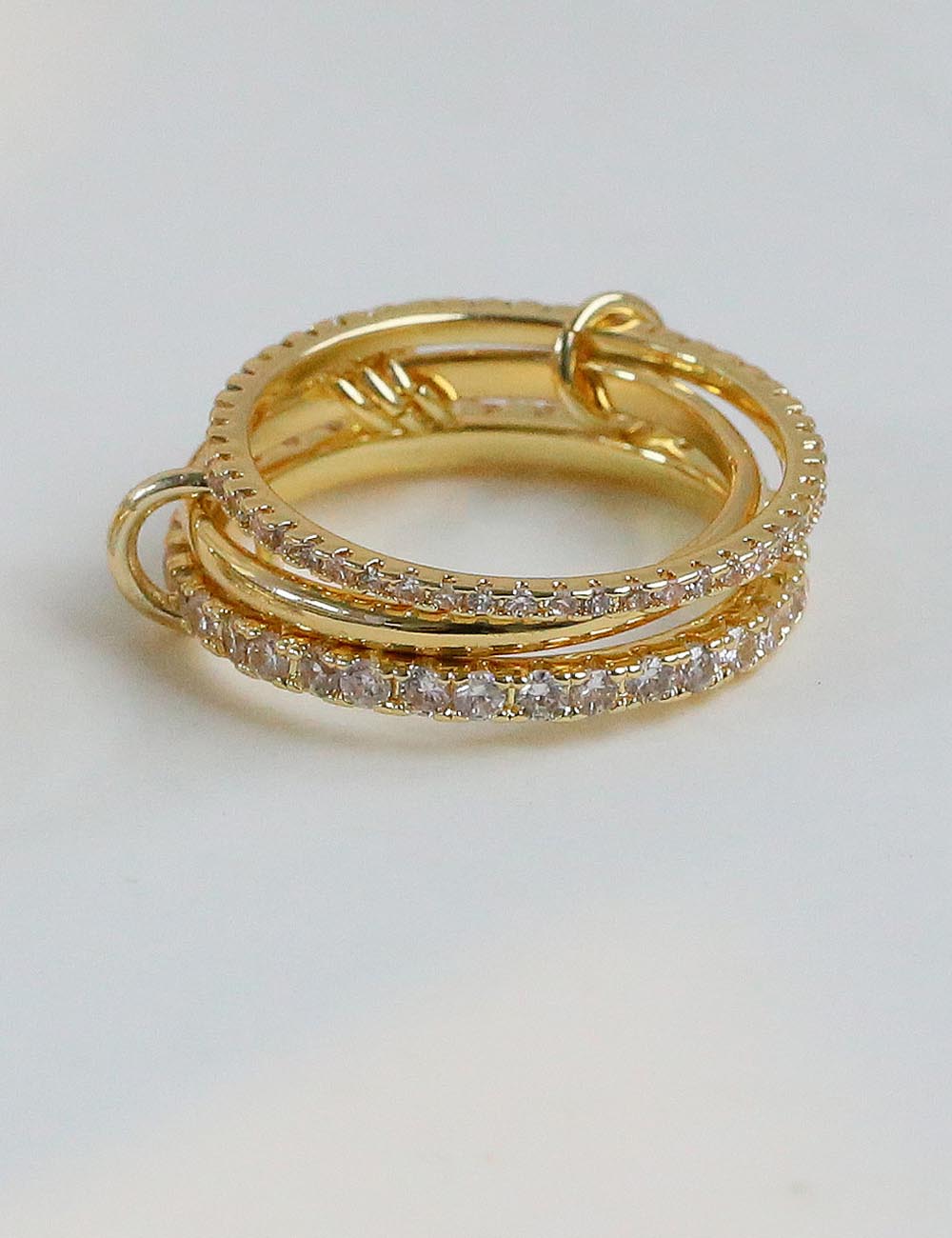 Interlocking Rhinestone Stack Ring — ring