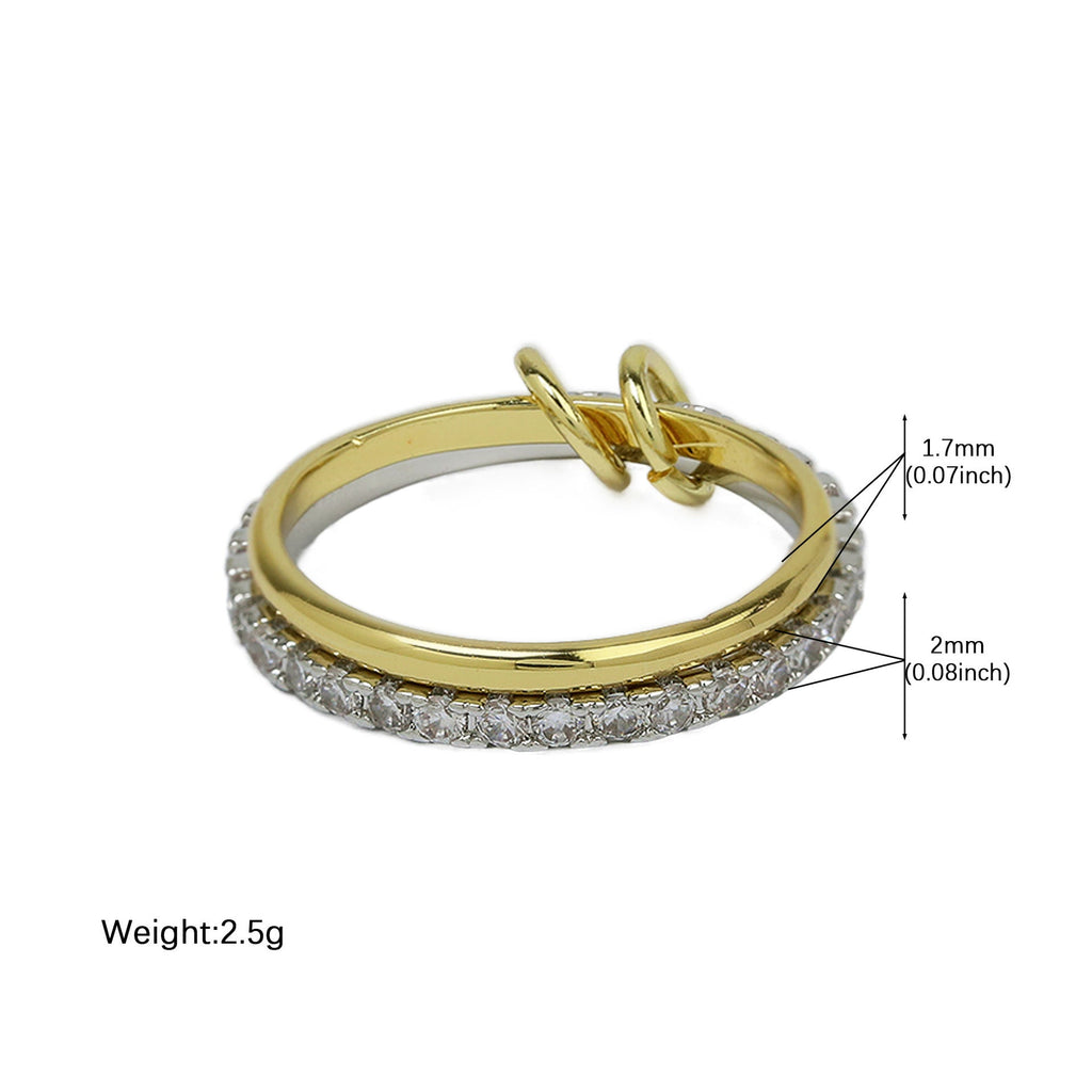 Interlocking Rhinestone Stack Ring — ring, view 2