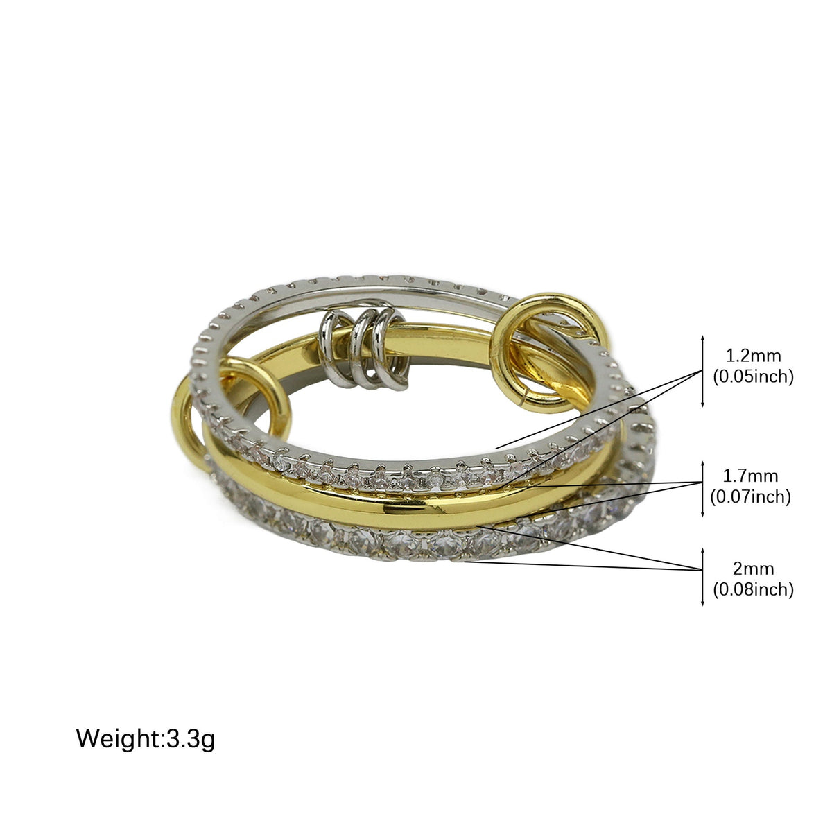 Interlocking Rhinestone Stack Ring — ring, view 4