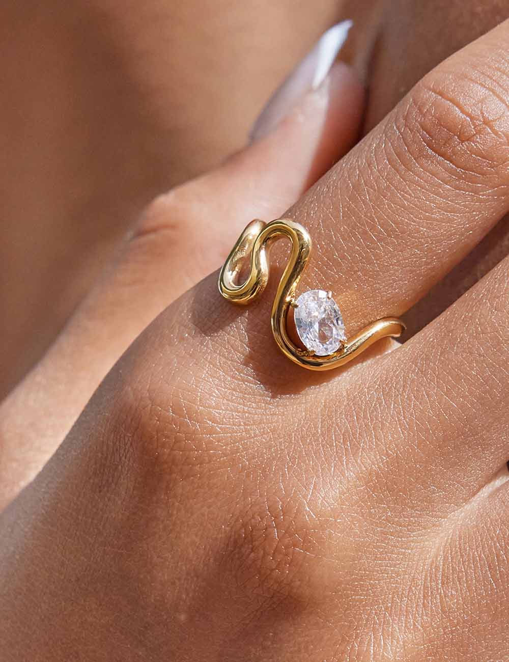 Geometric Cubic Zircon Ring — ring, view 2