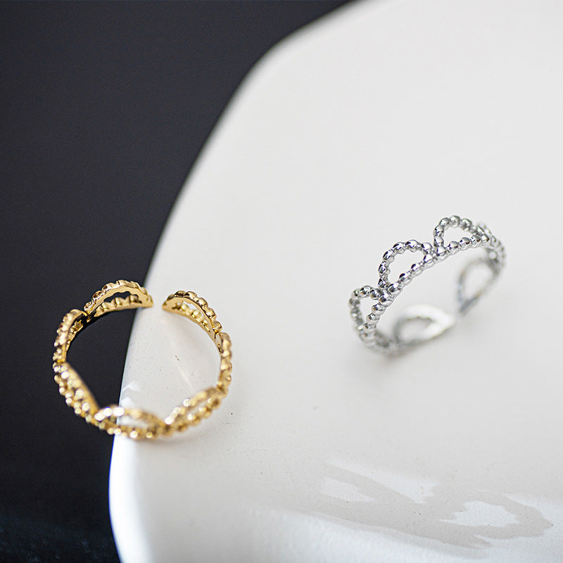 Rhinestone Hollow-Out Crown Ring — ring, view 3