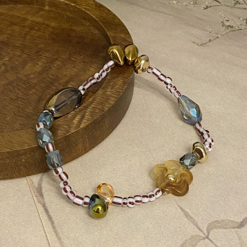 Irregular Flower Beaded Bracelet — bracelet, view 5