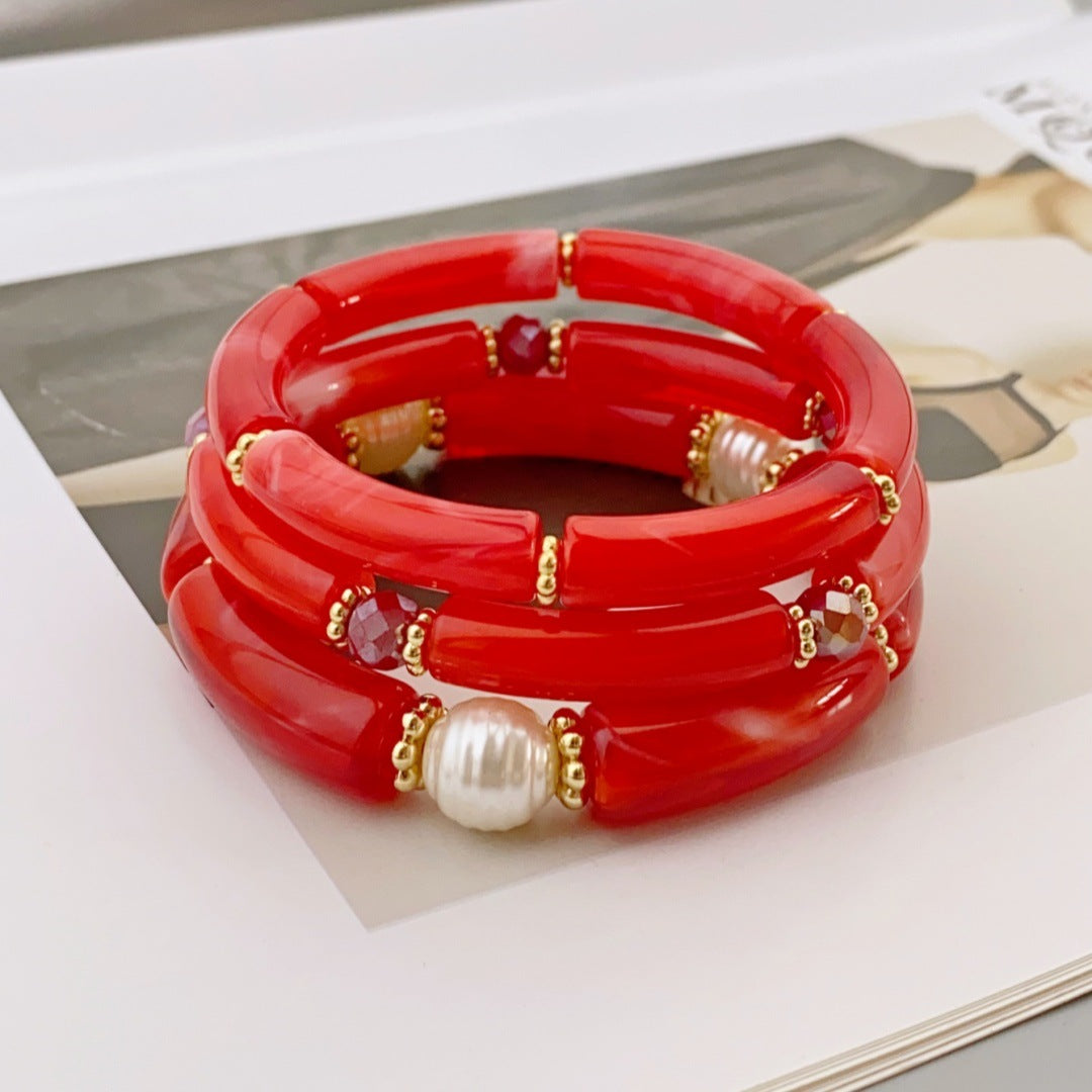 Set of Three Layered Bead Bracelets — bracelet, view 3