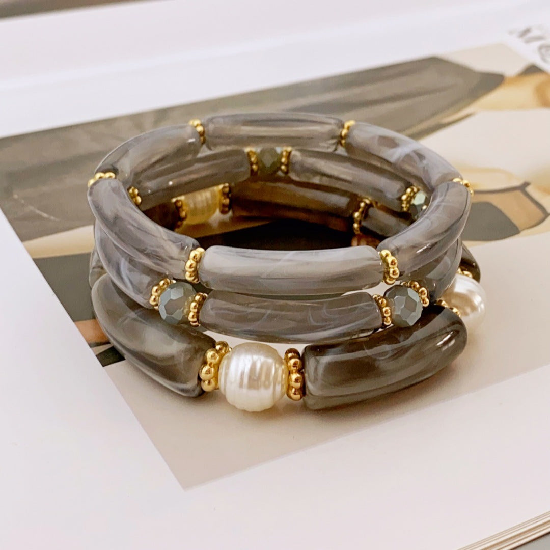 Set of Three Layered Bead Bracelets — bracelet, view 4