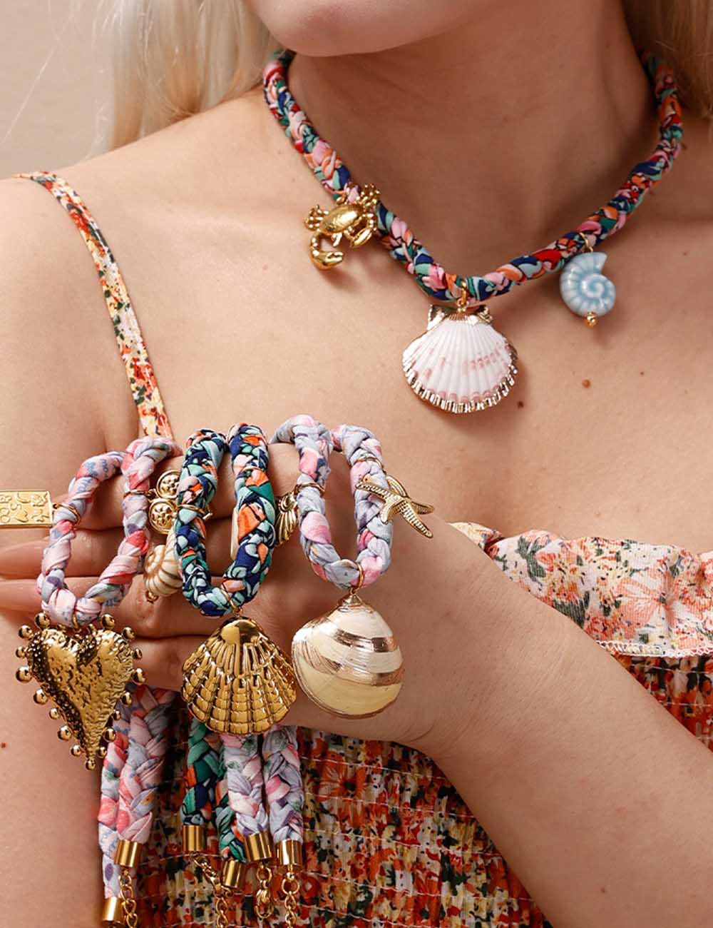 Shell Pendant Braided Cord Necklace — necklace, view 2