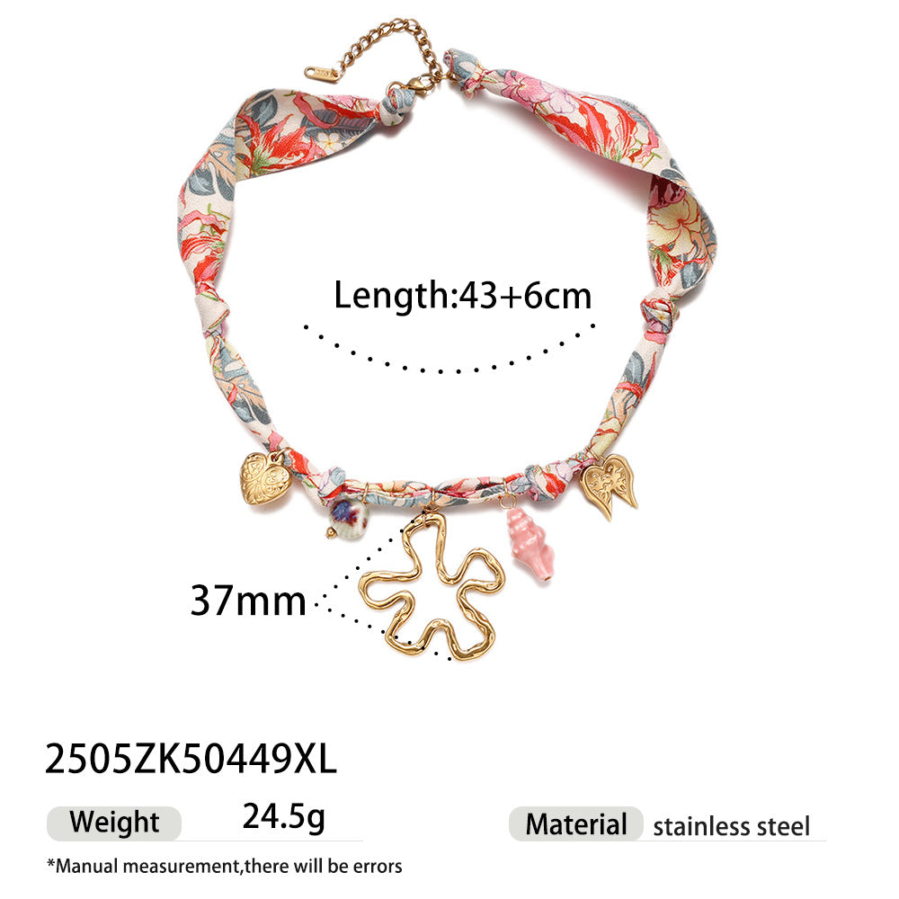 Shell Pendant Braided Cord Necklace — necklace, view 9