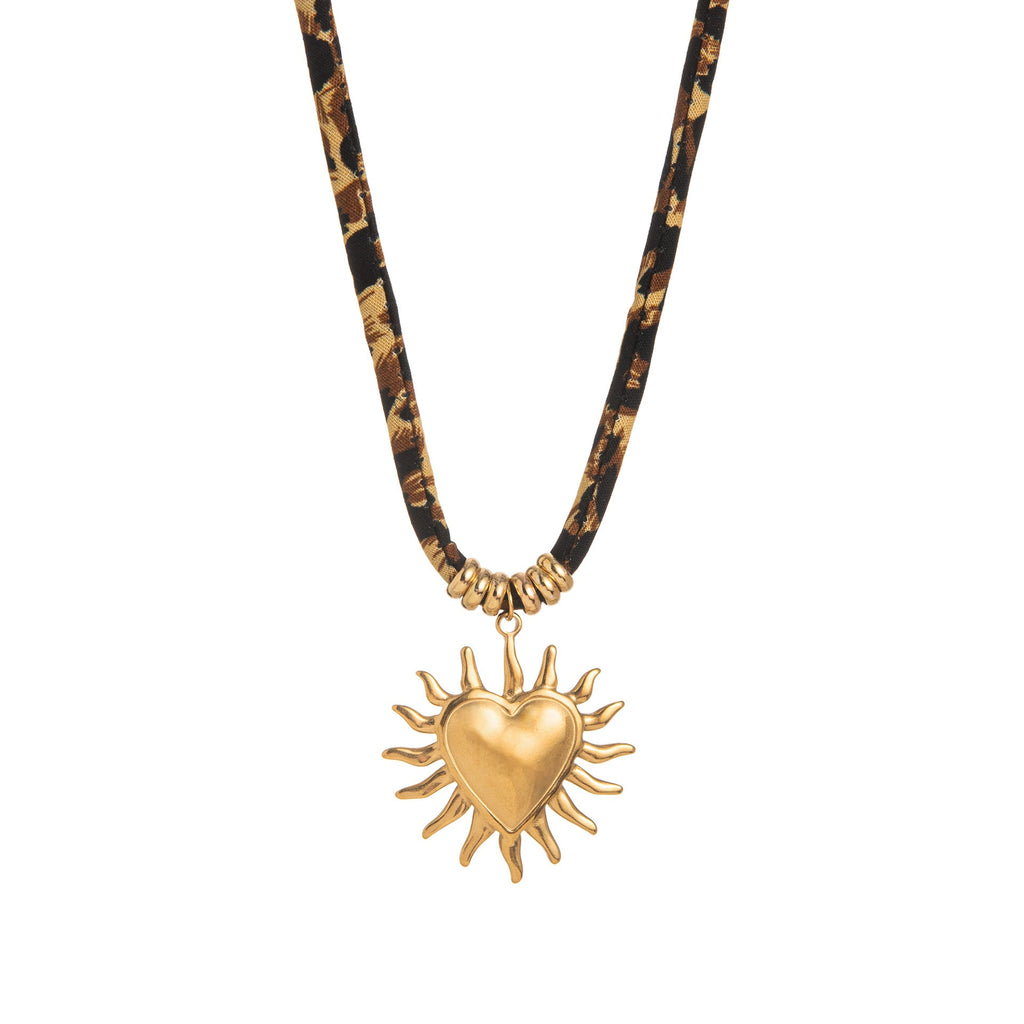 Leopard Cord Pendant Necklace — necklace, view 4