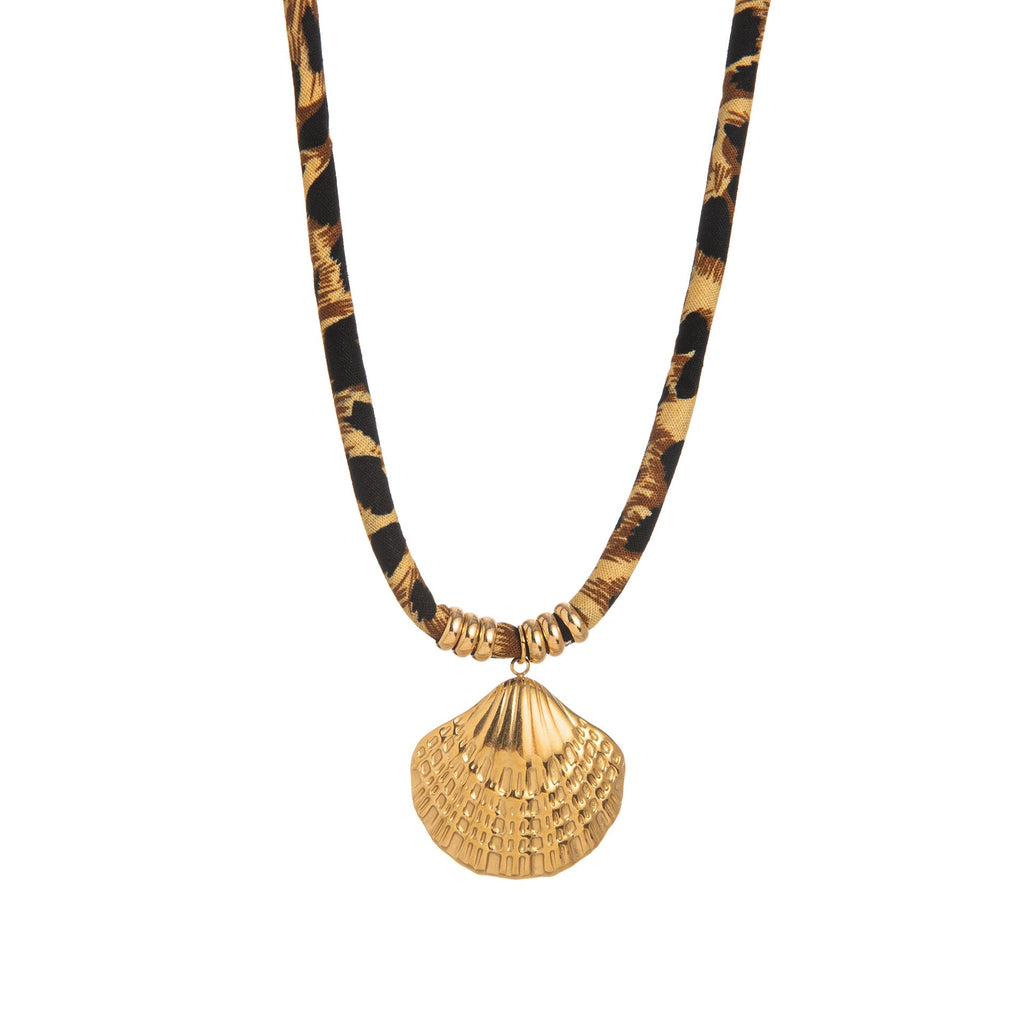 Leopard Cord Pendant Necklace — necklace, view 5