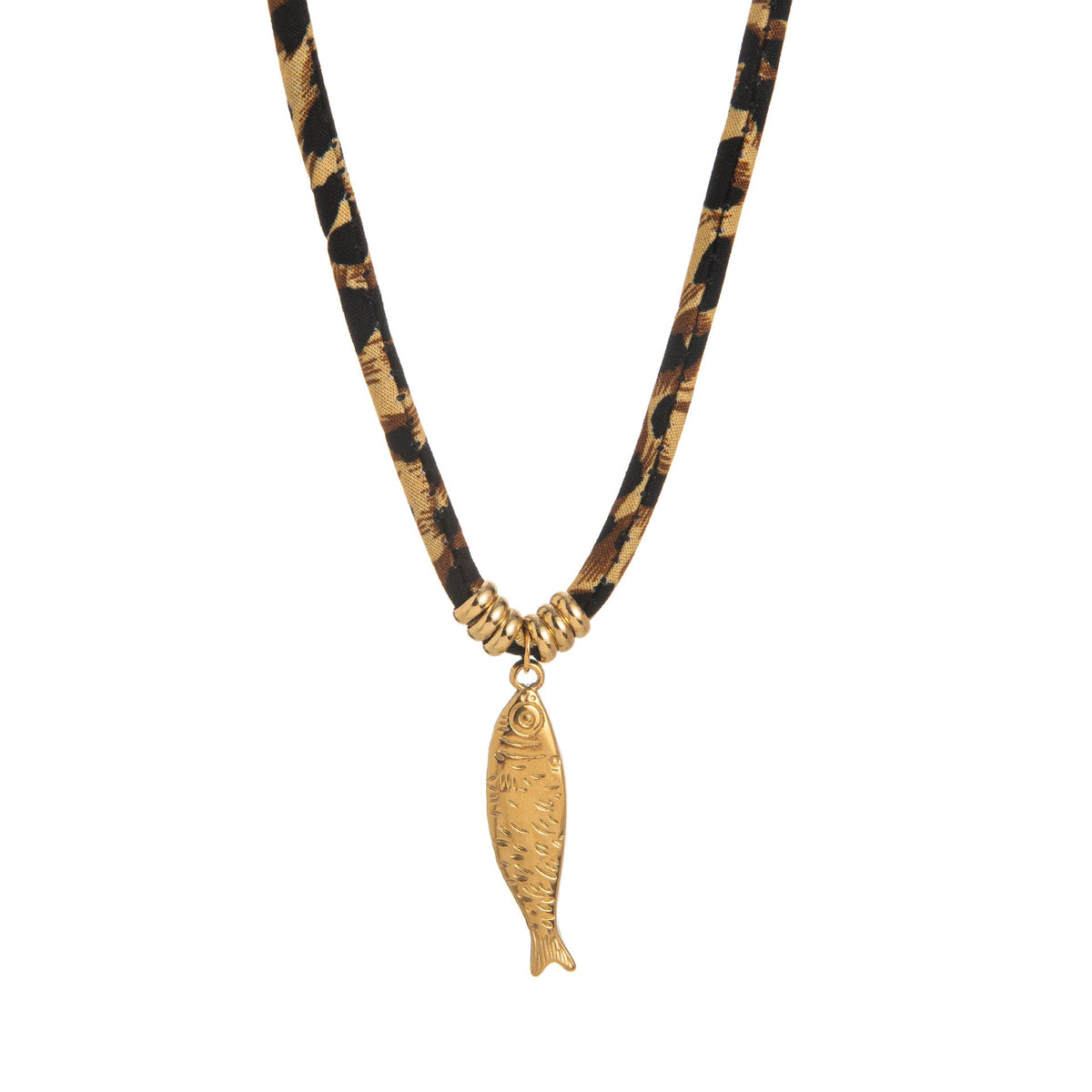 Leopard Cord Pendant Necklace — necklace, view 8