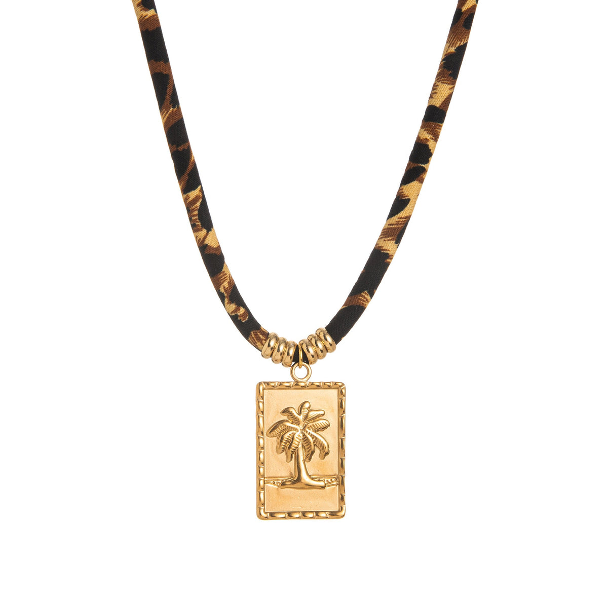 Leopard Cord Pendant Necklace — necklace, view 10