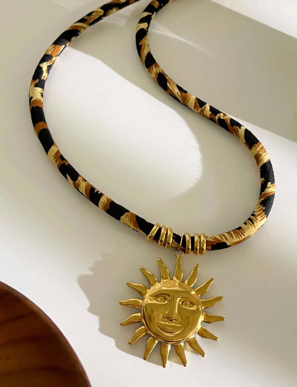 Leopard Cord Pendant Necklace — necklace, view 11