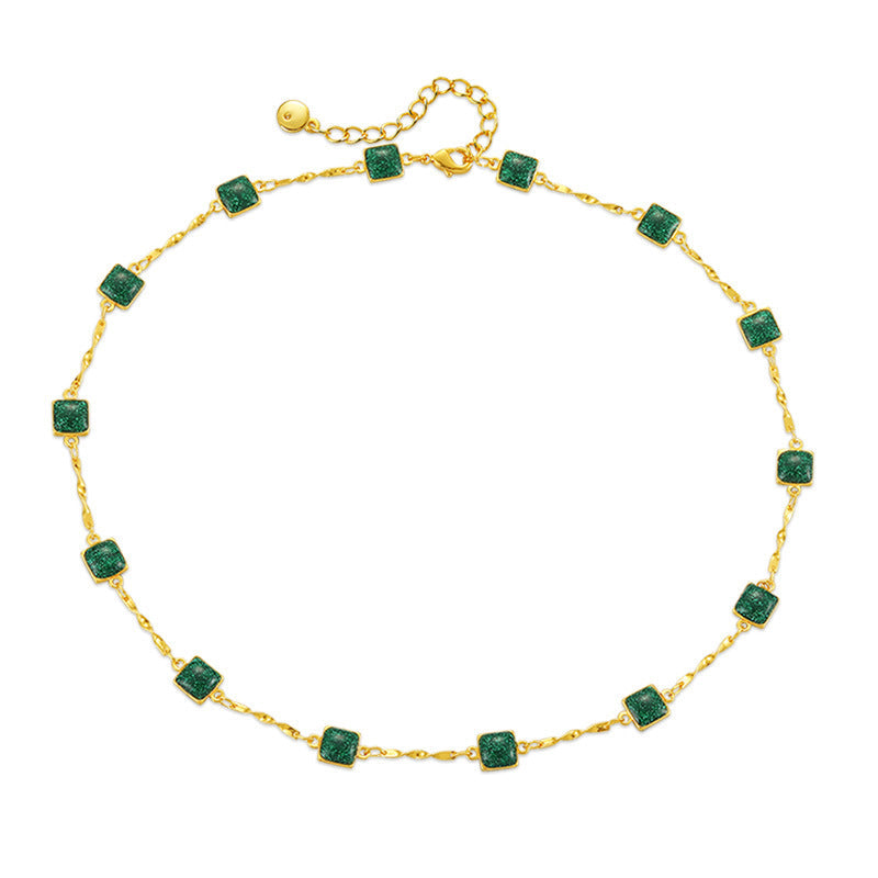 Emerald Drip-Glaze Choker — green necklace, view 5