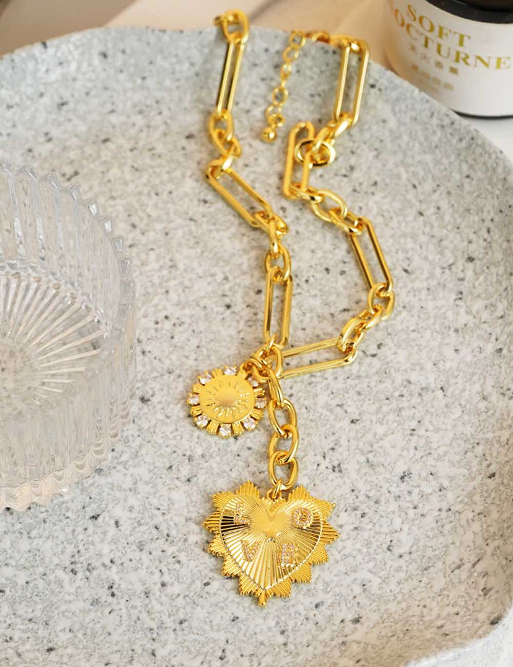 Sun Heart Pendant Necklace — necklace, view 2