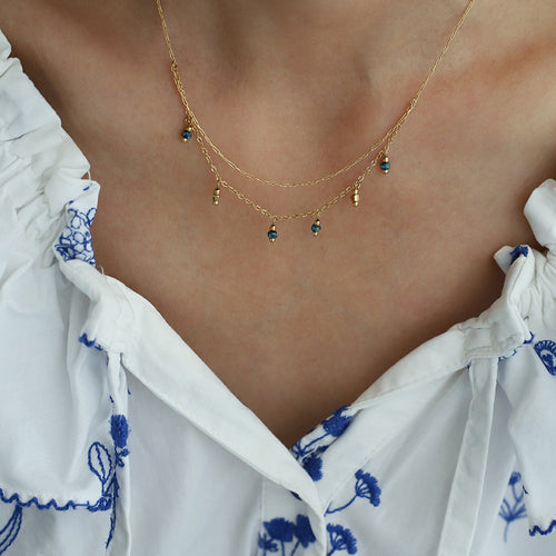 Colourful Layered Pendant Necklace — gold necklace, view 2