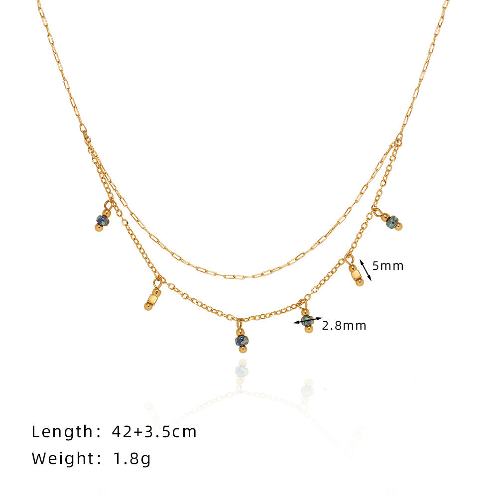 Colourful Layered Pendant Necklace — gold necklace, view 3