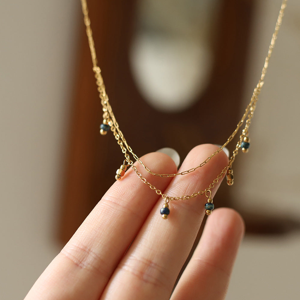 Colourful Layered Pendant Necklace — gold necklace, view 4